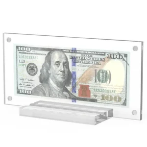 Porte-monnaie pour pièces commémoratives de billets de dollars, avec Base, présentoir en acrylique transparent robuste pour exposition de bureau à domicile pour Collection 2