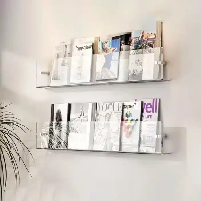 Support de rangement à poinçonnage gratuit, 2 pièces, organisateur de livres, support de CD, support de magazines, présentoirs de littérature pour livres d'enfants en bouchure 6