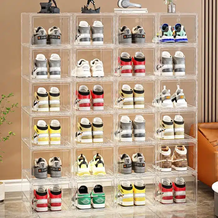 Boîte à chaussures, boîte rigide, aspiration magnétique, rangement à ouverture latérale avant, sac en acrylique transparent, boîte de rangement à main, mur de chaussures 2