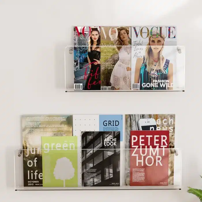 Support de rangement à poinçonnage gratuit, 2 pièces, organisateur de livres, support de CD, support de magazines, présentoirs de littérature pour livres d'enfants en bouchure 1