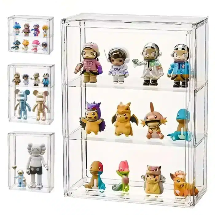 Armoire murale organisateur 36-27-12 cm – Étagères réglables à 3 niveaux, panneau transparent, porte magnétique 1