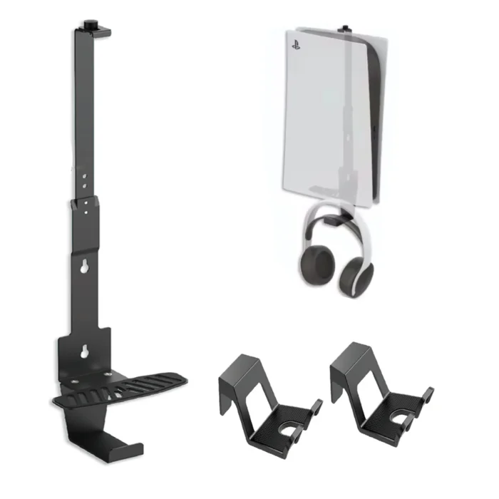 Support de Console mince PS5/PSPro/PS, support de rangement mural avec 2 contrôleurs de jeu, support de crochet pour casque pour PlayStation 5 1