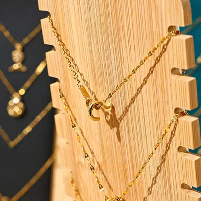 Nouveau présentoir de bijoux en bois de bambou massif, support de vitrine de collier, pendentif, longue chaîne, support organisateur pour colliers 9