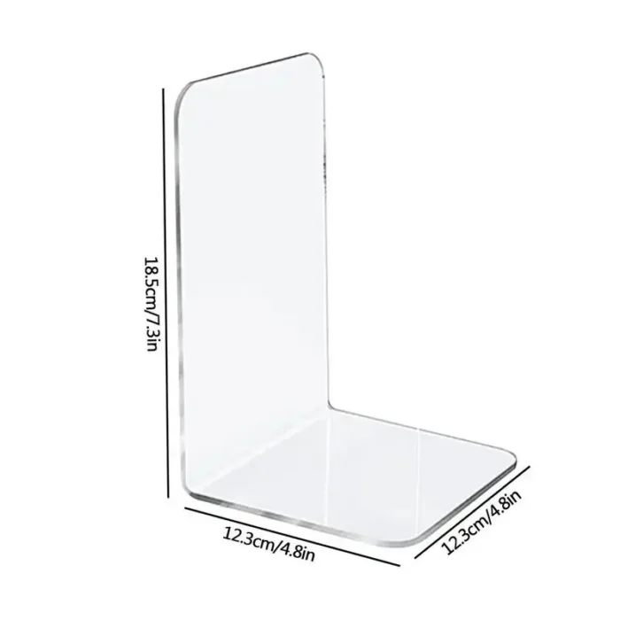 Serre-livres en acrylique Transparent en forme de L, étagère de rangement décorative de bureau, support de livre, papeterie scolaire 2