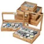 3,6,10 12 fentes Bammboo boîte de collection de montres en bois boîtier de rangement de montre-bracelet pour femmes et hommes 1