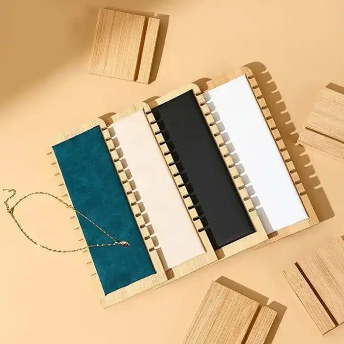 Nouveau présentoir de bijoux en bois de bambou massif, support de vitrine de collier, pendentif, longue chaîne, support organisateur pour colliers 2