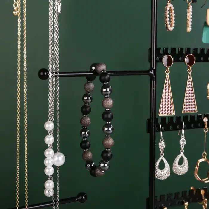 Présentoir de Boucles d'Oreilles Multifonctionnel T1 pour Femme, Collier, Bague, Rangement T1, Poignées Amovibles en Bois Astronomique, Bracelet, Montre, Bijoux 4
