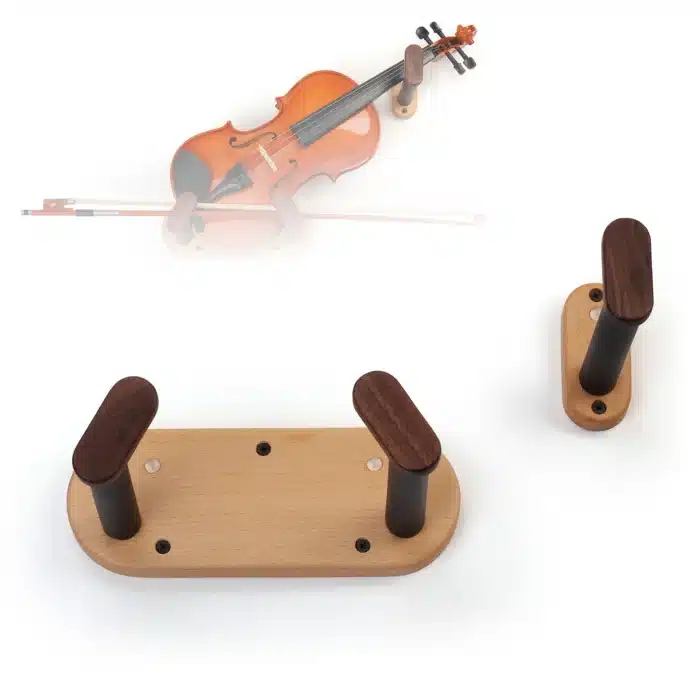 Crochet de suspension de guitare horizontal de type fendu en bois de noyer de hêtre massif pour violon/guitare/basse/ukulélé, support d'affichage mural 1