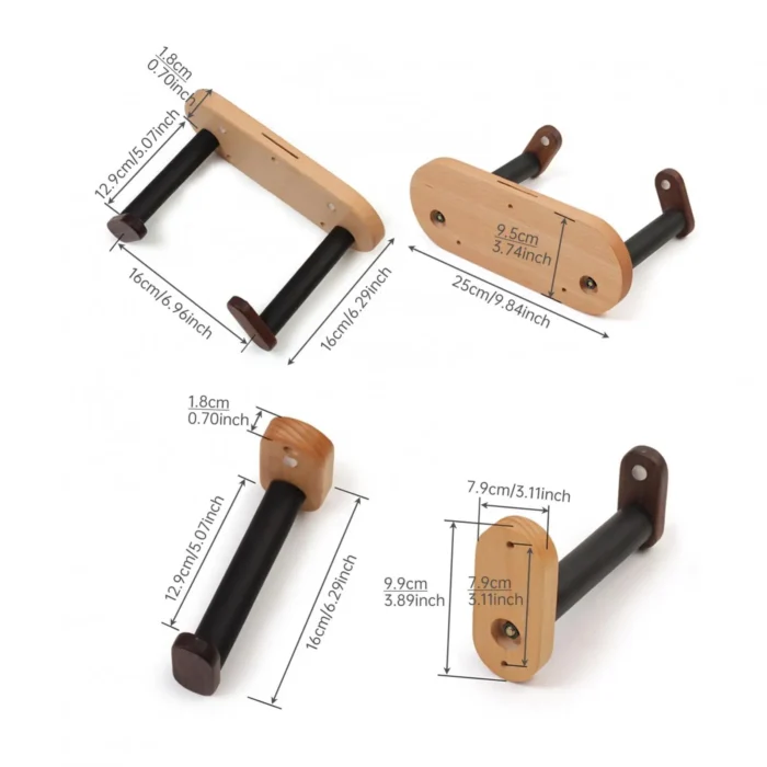 Crochet de suspension de guitare horizontal de type fendu en bois de noyer de hêtre massif pour violon/guitare/basse/ukulélé, support d'affichage mural 2