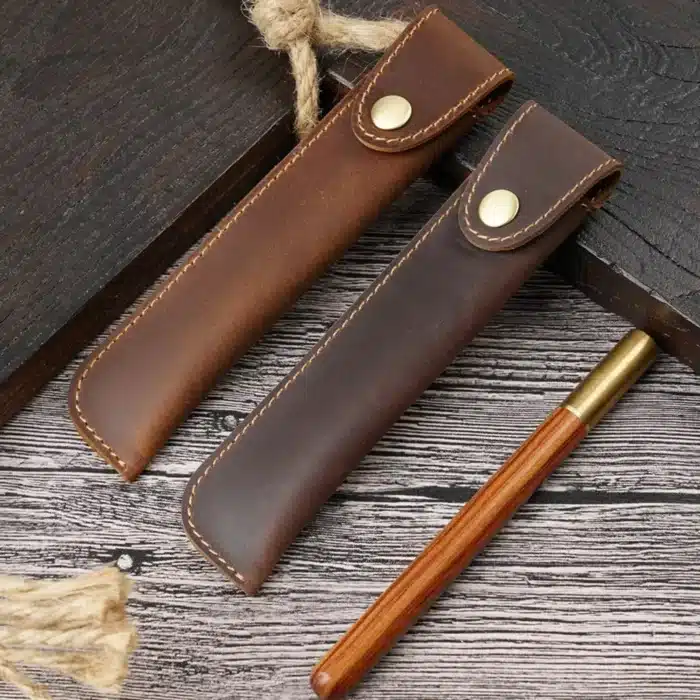 Trousse à crayons en cuir véritable pour journaux de carnet de voyage, porte-stylo à plume fait à la main, sac à stylos, papeterie Vintage 1